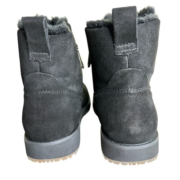 EMU Australia Beach Mini Leather Merino Wool Lining Boots Black Women's 5 NWB - Picture 2 of 14